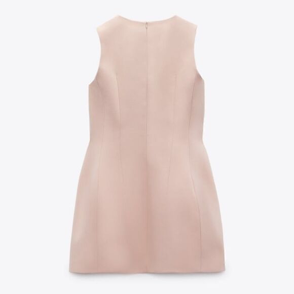 ZARA PINK BEIGE VOLUMINOUS SHORT DRESS - Picture 16 of 16